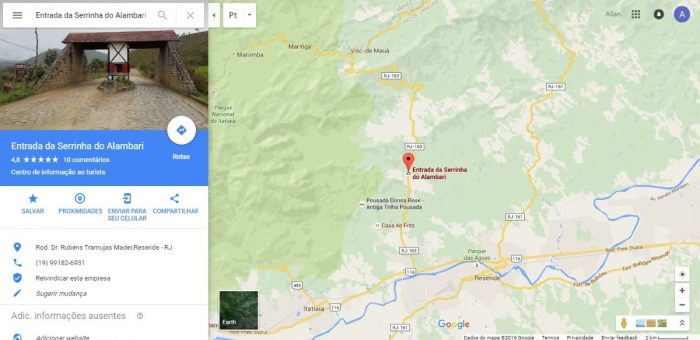 Mapa Serrinha do Alambari